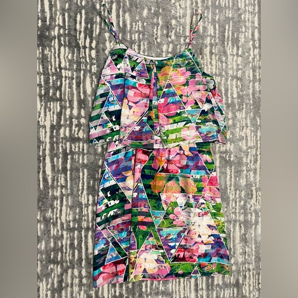 Amanda Uprichard Geometric Garden Silk Dress M, EUC